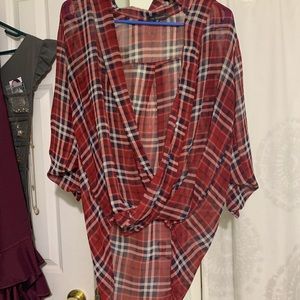 Plaid see-thru blouse